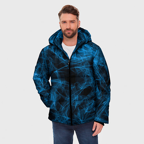 Мужская зимняя куртка Синий дым текстура / 3D-Черный – фото 3