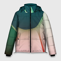 Куртка зимняя мужская Абстрактные зелёные и розовые пластины, цвет: 3D-черный