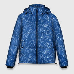 Куртка зимняя мужская Женские лица на джинсовом синем, цвет: 3D-светло-серый