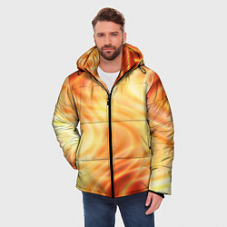 Куртка зимняя мужская Абстрактные оранжево-жёлтые солнечные волны, цвет: 3D-черный — фото 2