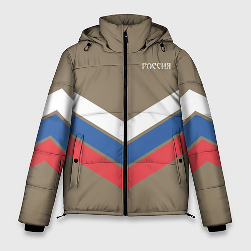 Мужская зимняя куртка Триколор - три полосы на песочном / 3D-Светло-серый – фото 1
