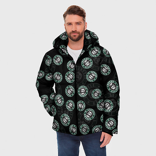 Мужская зимняя куртка Seattle grunge эмблемы / 3D-Черный – фото 3