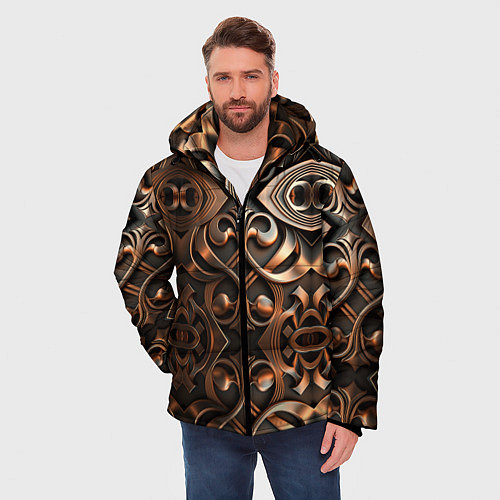 Мужская зимняя куртка Золотой узор - паттерн / 3D-Черный – фото 3