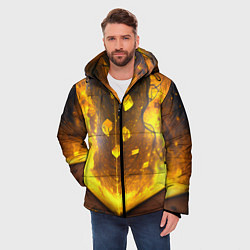 Куртка зимняя мужская Куб с огнём, цвет: 3D-светло-серый — фото 2