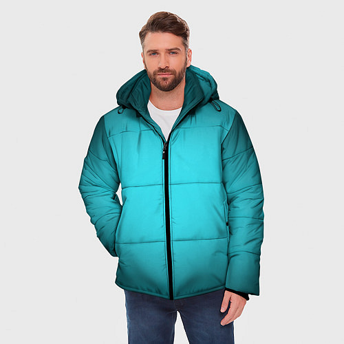 Мужская зимняя куртка Кислотный голубой с градиентом / 3D-Черный – фото 3