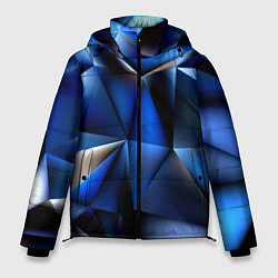 Куртка зимняя мужская Polygon blue abstract, цвет: 3D-светло-серый