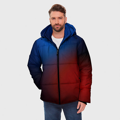 Мужская зимняя куртка Красно синий градиент / 3D-Черный – фото 3