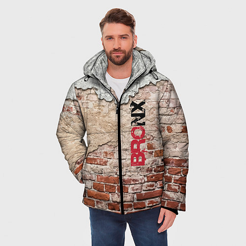 Мужская зимняя куртка Старая кирпичная стена - Бронкс / 3D-Черный – фото 3