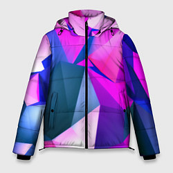 Куртка зимняя мужская Neon blue polygons, цвет: 3D-светло-серый