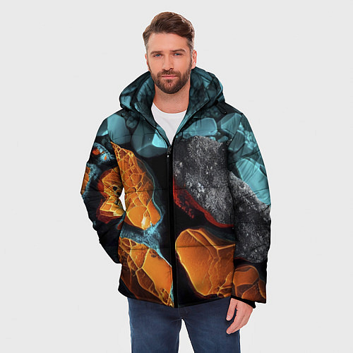 Мужская зимняя куртка Цветные камни / 3D-Черный – фото 3