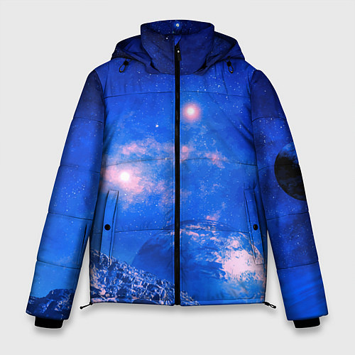 Мужская зимняя куртка Бескрайний космос / 3D-Красный – фото 1