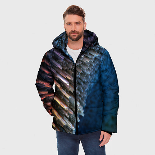 Мужская зимняя куртка Shape grey abstract / 3D-Светло-серый – фото 3