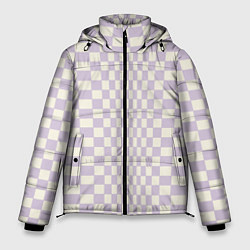 Куртка зимняя мужская Искаженная шашечка - лавандовый, цвет: 3D-черный