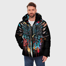 Куртка зимняя мужская Психоделические крылья, цвет: 3D-черный — фото 2
