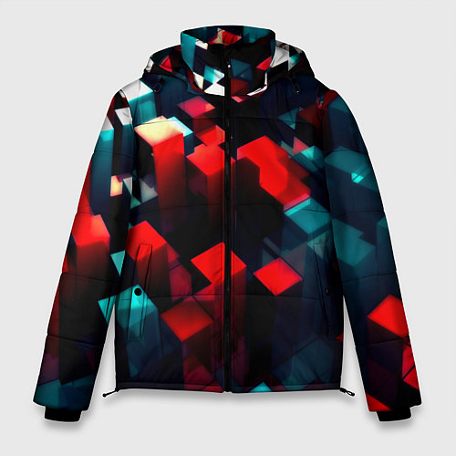 Мужская зимняя куртка Digital abstract cube / 3D-Красный – фото 1