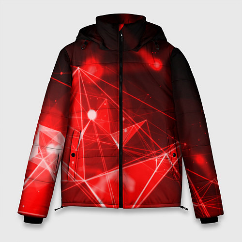 Мужская зимняя куртка Абстрактные красные лучи / 3D-Красный – фото 1