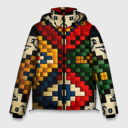 Куртка зимняя мужская Русский узор крестиком, цвет: 3D-черный