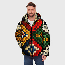 Куртка зимняя мужская Русский узор крестиком, цвет: 3D-светло-серый — фото 2