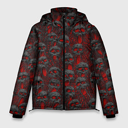 Куртка зимняя мужская Черепа ужасные кричат - паттерн, цвет: 3D-красный