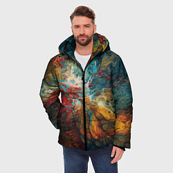 Куртка зимняя мужская Яркий флюид арт, цвет: 3D-черный — фото 2