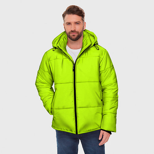Мужская зимняя куртка Лайм цвет: однотонный лаймовый / 3D-Черный – фото 3