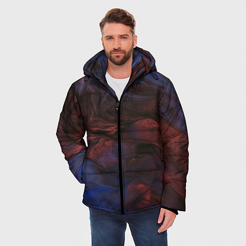 Мужская зимняя куртка Тёмные переливающиеся волны с блёстками / 3D-Черный – фото 3