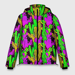 Куртка зимняя мужская Абстрактные кактусы, цвет: 3D-светло-серый