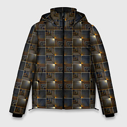 Куртка зимняя мужская Узорчатые квадраты, цвет: 3D-черный