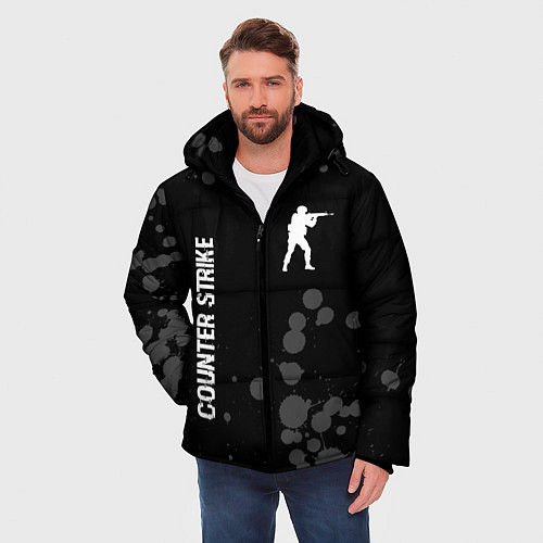 Мужская зимняя куртка Counter Strike glitch на темном фоне: надпись, сим / 3D-Черный – фото 3