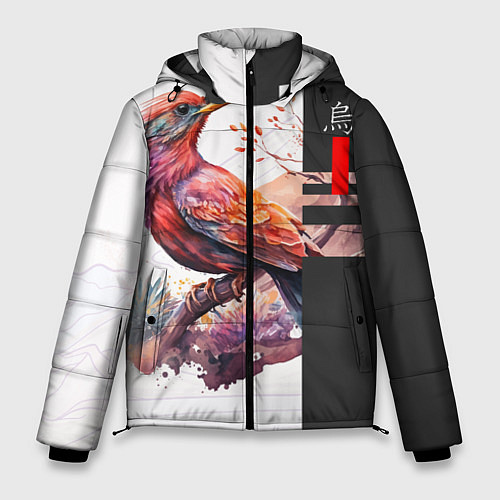Мужская зимняя куртка Птичка на ветке / 3D-Красный – фото 1