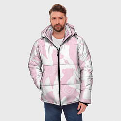 Куртка зимняя мужская Розовые альпаки - паттерн, цвет: 3D-черный — фото 2