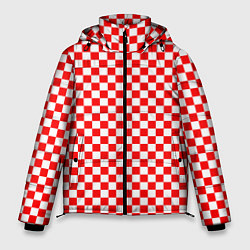 Куртка зимняя мужская Красные и белые квадраты, цвет: 3D-черный
