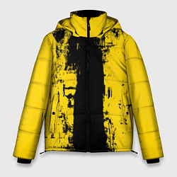 Мужская зимняя куртка Вертикальная черно-желтая полоса Cyberpunk 2077