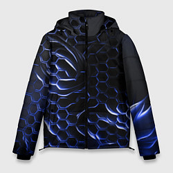 Куртка зимняя мужская Синие объемные плиты, цвет: 3D-черный