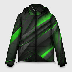 Мужская зимняя куртка Черно-зеленые объемные полосы