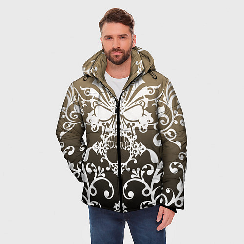 Мужская зимняя куртка Череп с узорами / 3D-Черный – фото 3