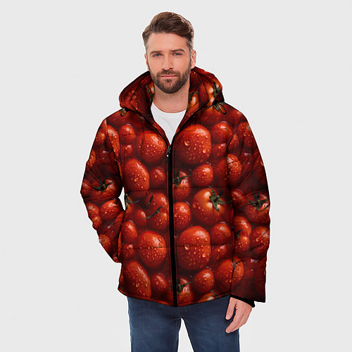 Мужская зимняя куртка Сочная текстура из томатов / 3D-Красный – фото 3