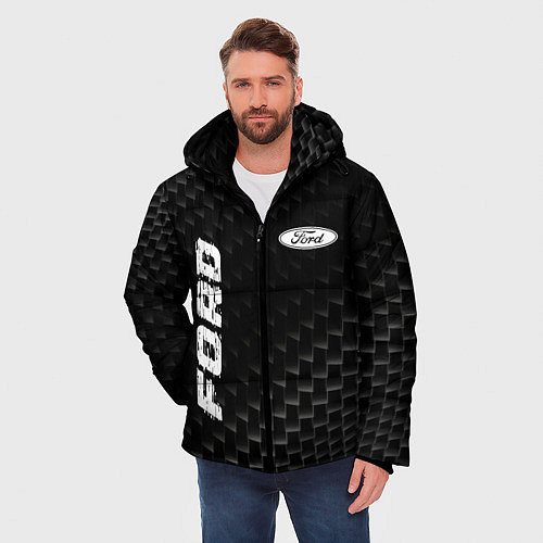 Мужская зимняя куртка Ford карбоновый фон / 3D-Черный – фото 3