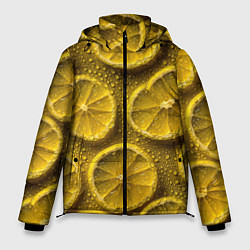 Куртка зимняя мужская Сочный паттерн из долек лимона, цвет: 3D-черный