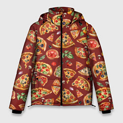 Мужская зимняя куртка Кусочки пиццы ассорти - акварельный паттерн