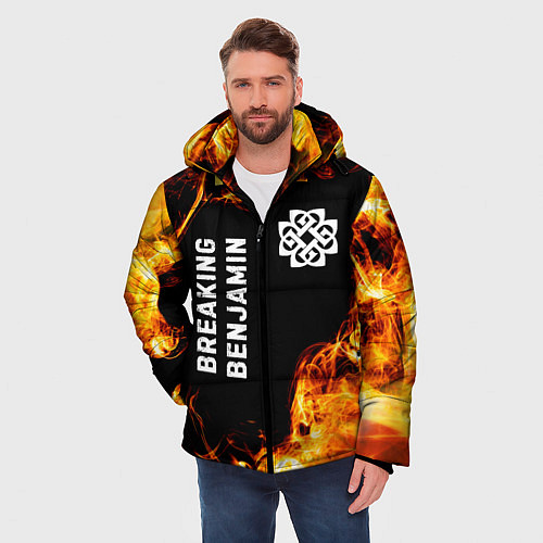 Мужская зимняя куртка Breaking Benjamin и пылающий огонь / 3D-Черный – фото 3