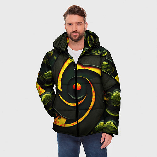 Мужская зимняя куртка Круговорот текстур / 3D-Черный – фото 3