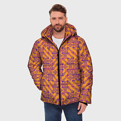 Куртка зимняя мужская Фиолетовый векторный узор, цвет: 3D-черный — фото 2