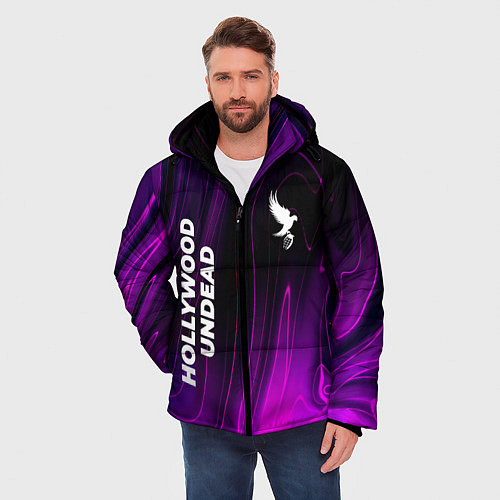 Мужская зимняя куртка Hollywood Undead violet plasma / 3D-Черный – фото 3