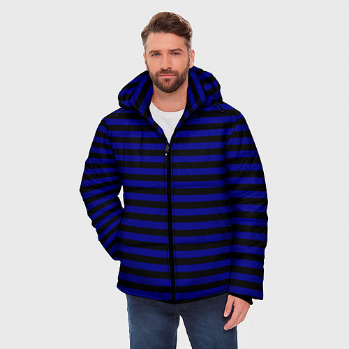 Мужская зимняя куртка Черно-синие полосы / 3D-Черный – фото 3