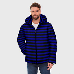 Куртка зимняя мужская Черно-синие полосы, цвет: 3D-черный — фото 2