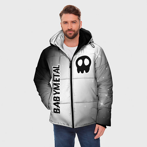 Мужская зимняя куртка Babymetal glitch на светлом фоне: надпись, символ / 3D-Черный – фото 3
