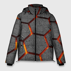 Куртка зимняя мужская Металлические плиты и лава, цвет: 3D-красный