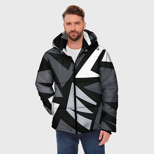 Мужская зимняя куртка Геометрический камуфляж / 3D-Черный – фото 3