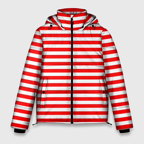 Мужская зимняя куртка Ярко красные полосы / 3D-Красный – фото 1